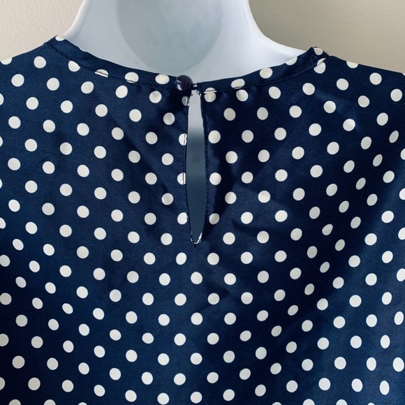 AMAZING LACE  navy polka dots blouse size S - Picture 7 of 9